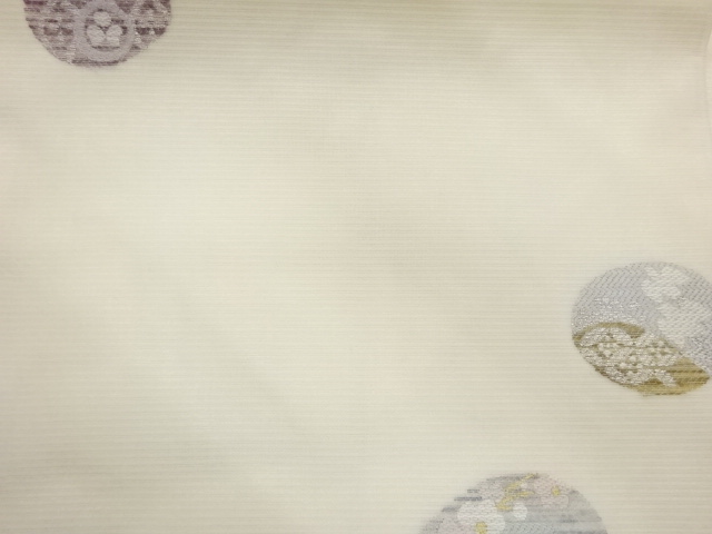  千鳥・梅・兎・葡萄模様織出し夏用名古屋帯